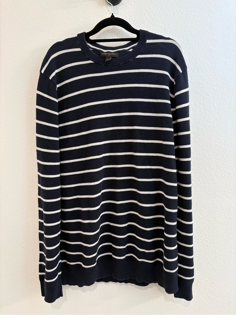 100% Cotton Vintage Banana Republic Navy & White Striped Crewneck Sweater